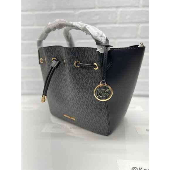 Michael Kors bucket phoebe tote bag large two tone MK signature black - Picture 3 of 12